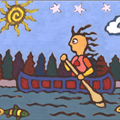 The Paddler - 
                        H: 7
                          
                        W: 9
                         - 
                        Inspired by Morriseau
                        